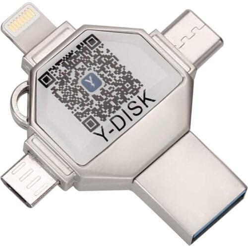 4 in 1 OTG Usb Flash Drive for iPhone Pendrive 32GB USB 3.0 Memory Stick External Storage for iOS/Android/Type C/Windows Device