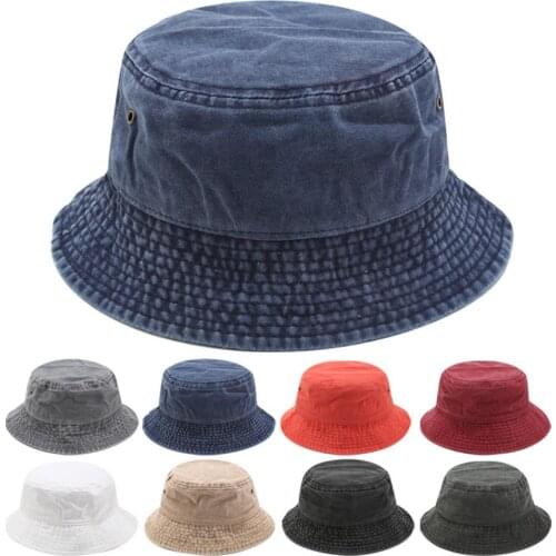 2020 New Foldable Fisherman Hat Washed Denim Bucket Hats Unisex Fashion Bob Caps Hip Hop Gorros Men Women Panama Bucket Cap
