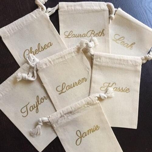 Custom foil gold name bag jewelry bag Bachelorette favor Bag bridesmaid survival Kit bags birthday gift bag wedding welcome bag