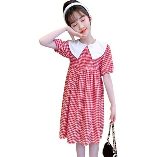 Dresses For Girls Plaid Dress For Kids Girl Patchwork Children Party Dresses Summer Girls Costumes Kids 6 8 10 12 14