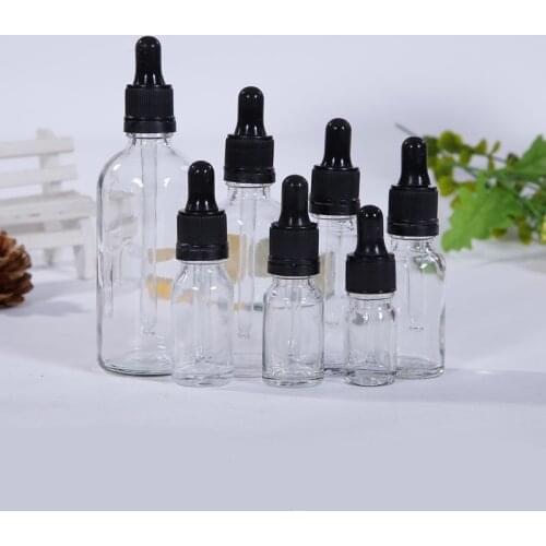 5ml-100ml Transparent Glass Dropper Bottle Empty Cosmetic Packaging Container Vials Essential Oil Bottles