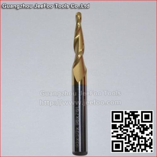 R1.0*8D*30*75L*2F Tapered Bit, Coated Ball Nose End Mills, Tungsten Carbide Cutting Tools