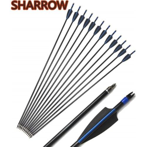 6/12pcs 30" Archery Spine 500 Fiberglass Arrows Glass Fiber Arrow Replaceable Broadhead For Bow Shooting Hunting Accessories