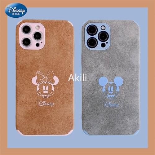Disney Mickey Mouse Vintage Cloth Fabri Texture Soft Phone Case For iphone 11 12pro max Letter Back Cover For iphone 7 8plus X