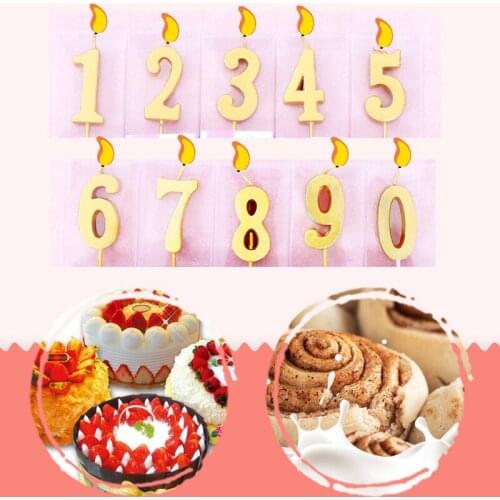 Numbers 0/1/2/3/4/5/6/7/8/9 Birthday Wax Candles for Party Cake toppers Decorations DIY gift craft golden/slivery