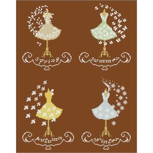 Four season dress pattern Counted Cross Stitch 11CT 14CT DIY Chinese Cross Stitch Kits Embroidery Needlework Sets