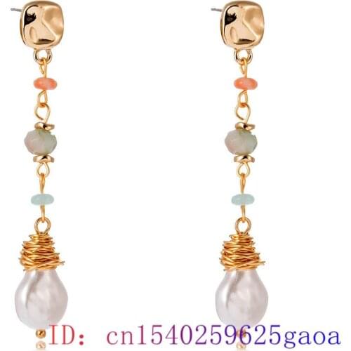 White Baroque Pearl Ear studs Women Earrings Charm Natural 925 Silver Fashion Jewelry Chalcedony Gemstone Amulet Gifts