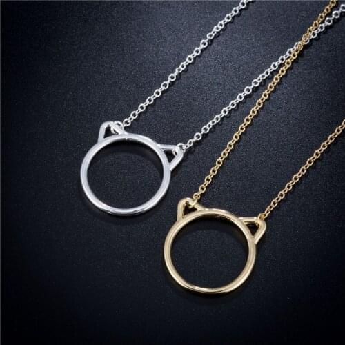 Cute Cat Head Pendant Necklace Hollow Lovely Cat Face Animal Jewelry for Women Gift