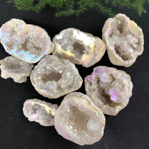 1pc 40-60mm Natural white Agate Geode Slice Quartz Crystal Cluster Minerals Reiki Healing Crystal Home Decoration