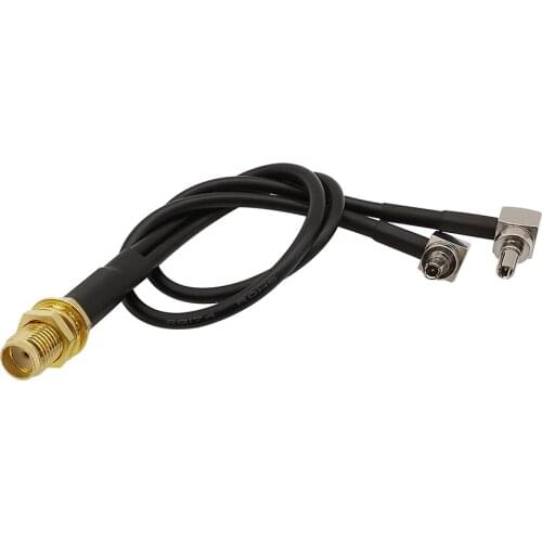 1Pcs RG174 Pigtail Cable SMA Female to Right Angle 2x CRC9 Male Splitter Combiner Connector for 3G/4G Antenna 10/15/20/30CM
