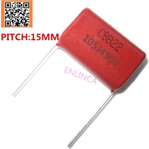 10pcs 450V 1UF 1000NF 105J PITCH 15MM 2.2UF 2200NF 225J PITCH 20MM 450V Pitch 10mm 5% DIP CBB Polypropylene film capacitor