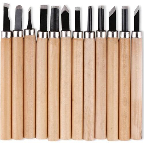 12 Pcs/Set Wood Carving Knife Wood Carving Tools Scorper Hand Cutter Woodworking Hobby Arts Crafts Multi Purpose DIY Pen