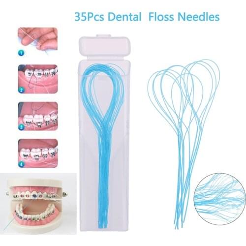 35pcs/set Floss Threaders Tooth Floss Holders Between Orthodontic Braces Bridge Dental New Arrival
