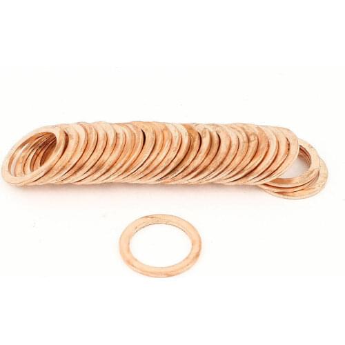 50pcs 18 x 24 x 1.5mm Copper Flat Washer Spacer Gaskets Seal Ring Fasten Tool