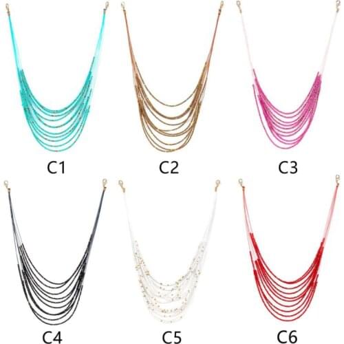 Ethnic Style Mask Chain Bohemian Hanging Chain Anti Slip Mask Holder Lanyard Sunglasses Chain Colorful Bead Mask Chain