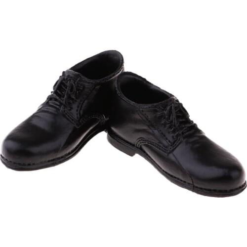 1/6 Scale Model Black Leather Shoes for 12 inch Parts