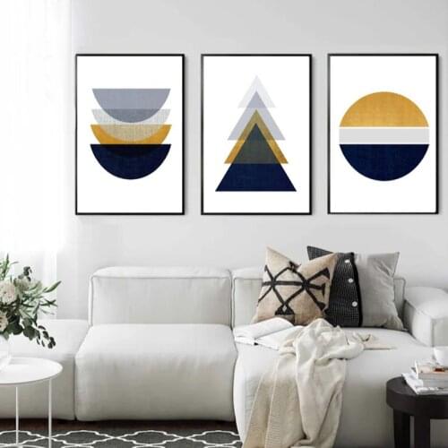 Geometric Abstract Prints Mid Century Modern Poster Scandinavian Wall Art Canvas Painting Pictures for Living Room Home Decor