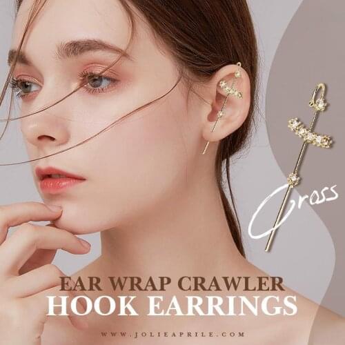 Jolieaprile Cross Style Ear Wrap Crawler Hook Earrings