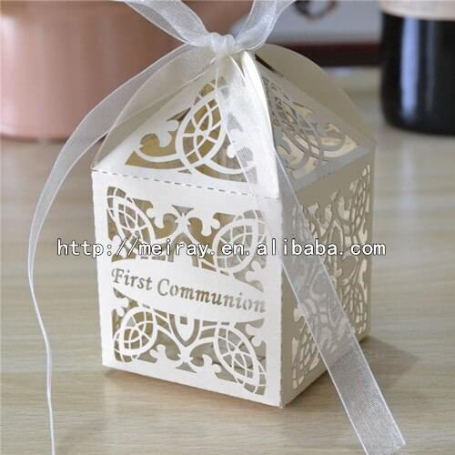 Nice paper sweet favor boxes, baby baptism 2015 religious first communion favors