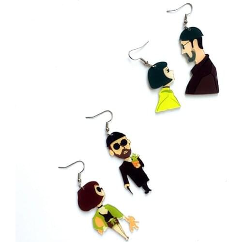 Korea Cute Creative Cartoon Earring Harajuku Asymmetri Mathilda Leon The Professional Humanoid Drop Earrings Girl Funny Jewelry
