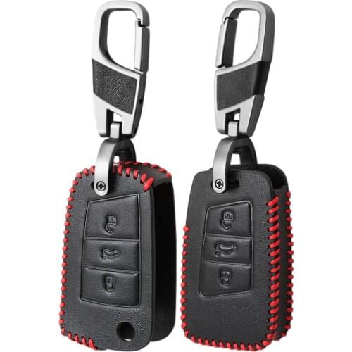 Leather Car Key Cover Case for VW for Volkswagen Tiguan mk2 Magotan CC Passat b6 B8 Polo Golf 4 5 6 7 mk7 Jetta mk6 Eos Scirocco