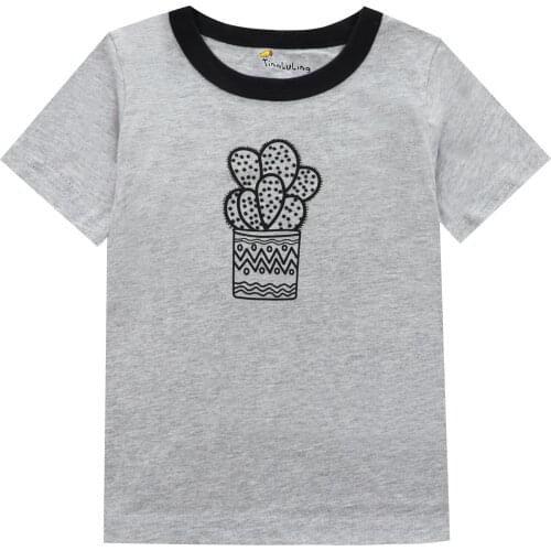 Fashion Cotton Cactus Boys Girls T-Shirts Children Kids Cartoon Print T shirts Baby Child Tops Clothing Tee 6M-7T