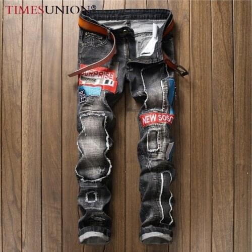 Original Design Jeans for Men 2021 New Europe & America Style Personality Holes Mens Jeans Fashion Embroidery Black Jeans