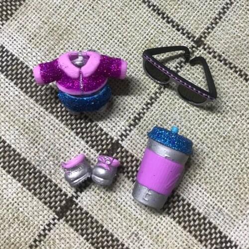 Accessories set including clothes & shoes & bottles & glasses or other Headwear for dolls