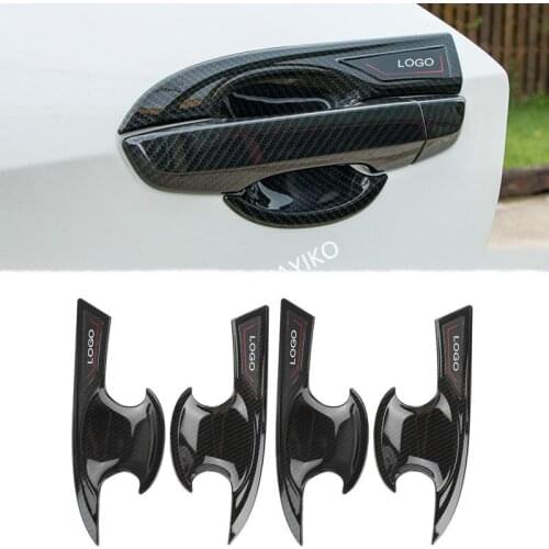 4PCS Car Outer Door Handle Bowl Cover Trim Stickers Carbon Fiber Style For Honda Civic 2016 2017 Car Accessories New