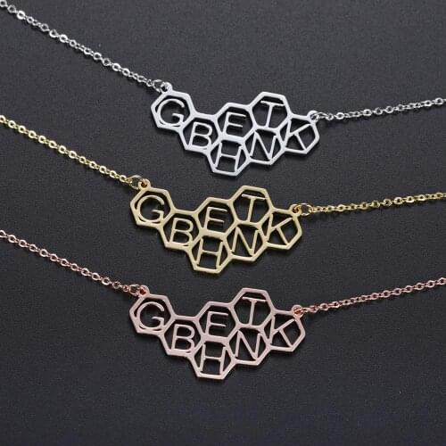 Hexagonal honeycomb letters Handmade Any Custom Name Necklace Women Men Jewelry Personalized Handmade Necklaces Choker Gift