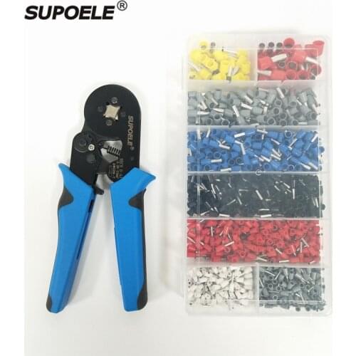 HSC8 6-4A ferrule Crimping Pliers 0.25-10MM² wire crimper tool Wire Stripper Hand Ferrule Crimp set Plier KIT With1200 Terminals
