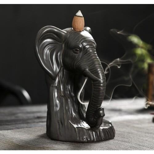 Incense Holder Animal Elephant Home Decoration Incense Waterfall Home Smokehouse Flavoring for Home Backflow Incense Ganesha