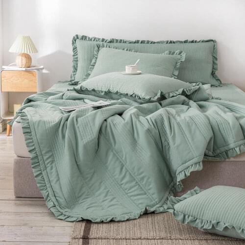 1Pc Bedspread Queen Size Quilted Girls Bed Cover Summer Green Pink Grey Comforter King Coverlet Bedding Blanket (no pillowcase)