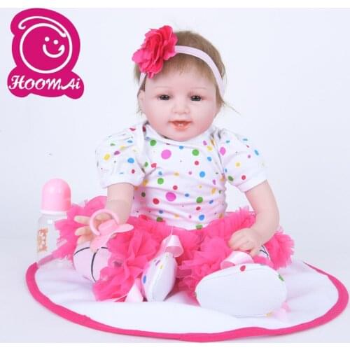 Lifelike Newborn Baby Doll Cloth Body Realistic Fashion Smile Bebe Baby Doll Toy For Childrens Day Kid Xmas Birthday Gifts 55CM