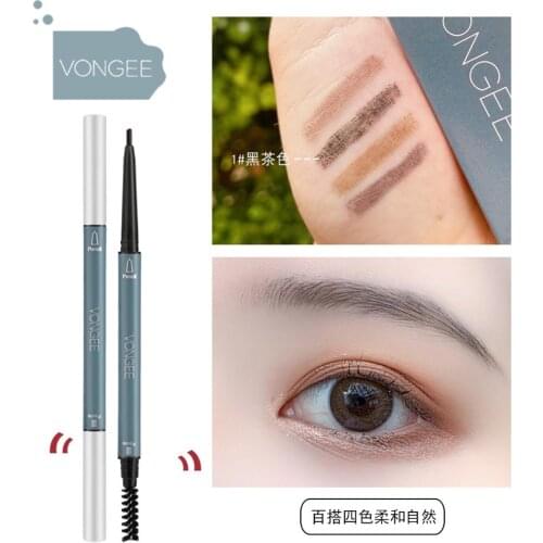 Von Gee eyebrow tattoo pen dual ended with brush coffee brown black slim makeup pen long lasting waterproof eyebrow pencil AC242