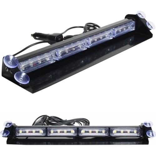 16W Windshield Sucker Car Flash Signal Emergency Fireman Police Beacon Warning Light Led Strobe Light Bar Additional Brake Light