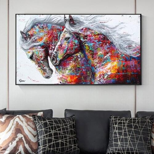 Modern Graffiti Art Oil Paintings Animals Horse Canvas Painting Wall Art Prints and Posters Wall Pictures Home Cuadros Decor