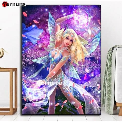Light magic Diamond Mosaic Beautiful elf girl Full round Square Diamond Embroidery Diy Diamond Painting Cross Stitch Sets Decor