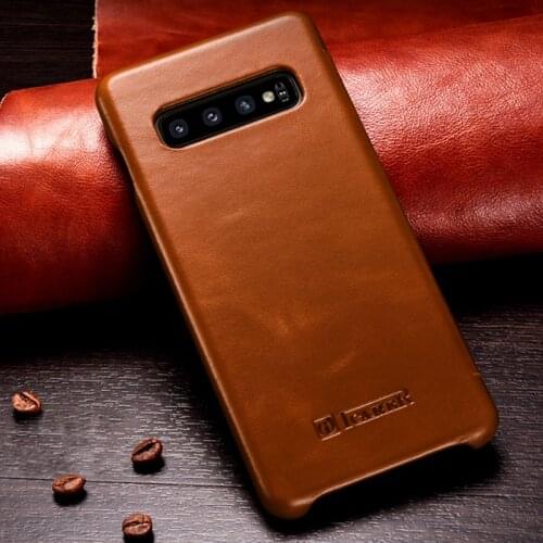 Vintage Genuine Leather Case for Samsung S10 S10 Plus Curved Edge Flip Back Cover Case for Samsung Galaxy S10 Plus