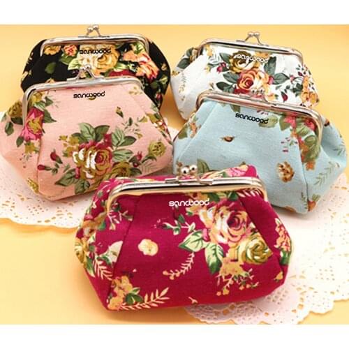 2016 New Arrival Women Flower Printed Canvas Wallet Card Holder Coin Purse Clutch Handbag Bag For Beauty And For Health