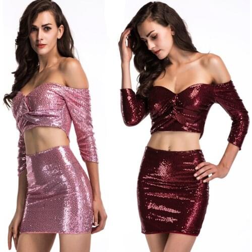 Sexy & Club Pencil Off the Shoulder Solid Mini Strapless black red sequin woman short vintage night party dress