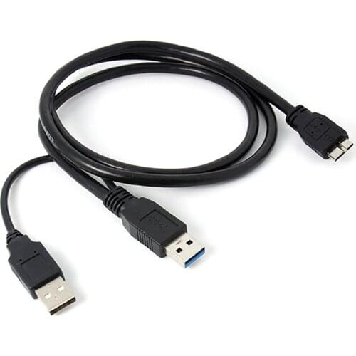 0.5m High Speed Dual USB 3.0 A Male to Micro B Y Cable Move Hard Disk Cable Black