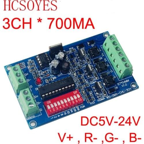 1 pcs 3CH RGB 700ma*3 DMX512 decoder led controller led dimmer DC5V-24V For led floodlight Constant Current