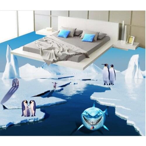 3d floor wallpapers Snow Mountain dolphin Floor wallpaper 3d for bathrooms self-adhesive 3D floor