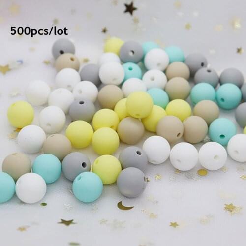 500Pcs Round Perle Silicone Beads 12mm Siliconen Kralen BPA Free Silicone Dentition Mordedor Bead DIY Teething Necklace Baby Toy