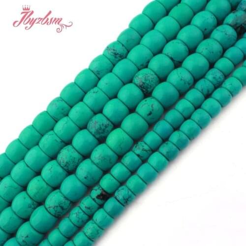 8x10,10x12,12x14mm Drum Blue Turquoises Beads Natural Stone Beads For DIY Necklace Jewelry Making Loose Strand 15" Free Shipping