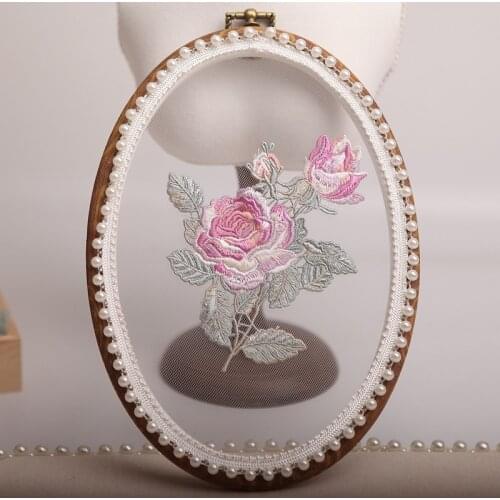 New rose embroidery applique 1 pair for clothes decoration wedding decoration dress iron sewing decal
