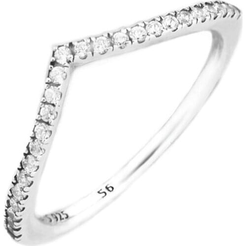 Shimmering Wish Rings with Clear CZ 100% Authentic 925 Sterling-Silver-Jewelry Free Shipping