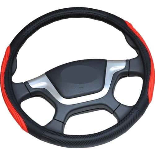 Car Steering Wheel Cover Wrap For Big Auto Truck Bus Van Lorry 38 40 42 45 47 50 CM Silicone 3D Non-slip Carbon Fiber Leather