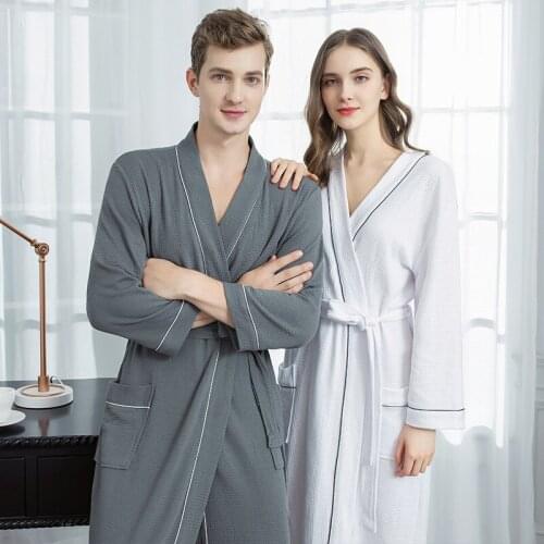 Fdfklak Soft Robe Man and Woman Bathrobe Home Robe Night Robe Cotton Couple Solid Fashion Style Casual 2020 Autumn New